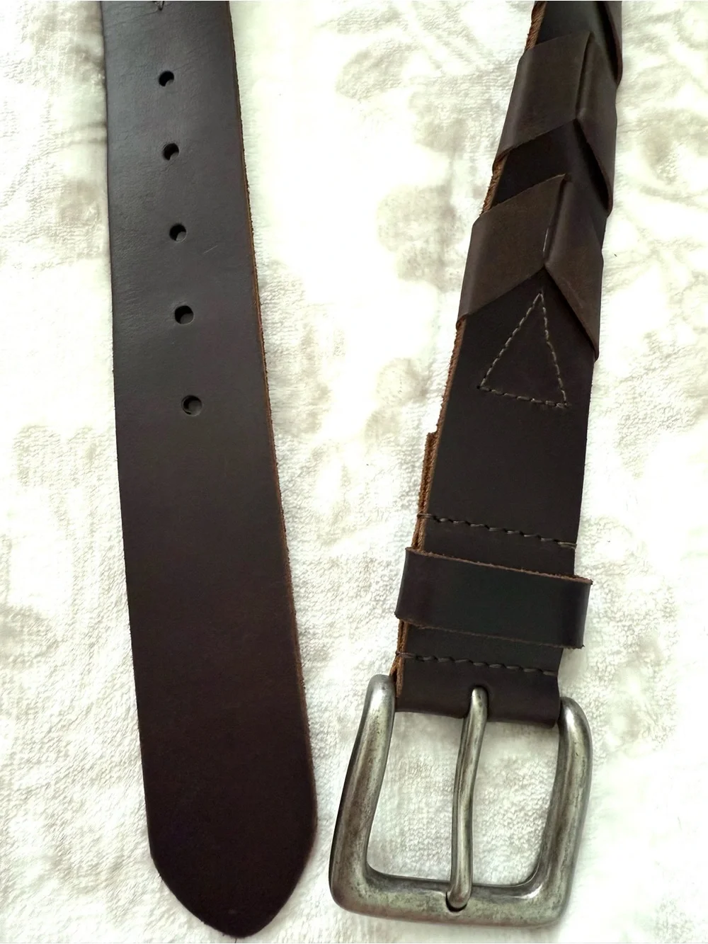 Lucky Brand Braided Woven Leather Belt in Dark Brown